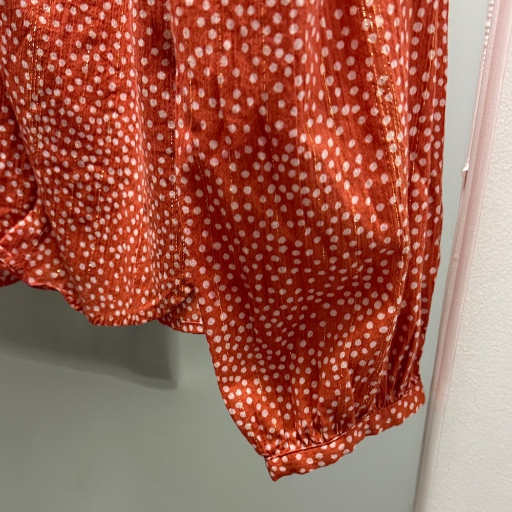 LOFT Orange Patterned Blouse - Picture 4 of 5